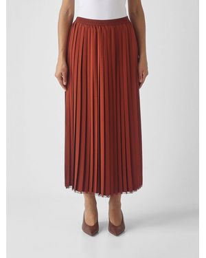 Twinset Pleated Rawedge Midi Skirt - Red