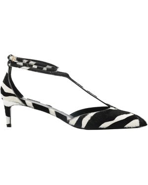 KHAITE Mia Zebra Print T-Strap High Heels - Multicolour