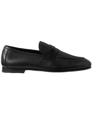 Tom Ford Almond-Toe Leather Loafers - Black