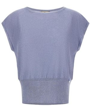Herno Sequin Embellished Short-Sleeved Jumper - Blue