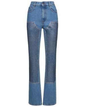 Area Crystal Denim Trousers - Blue