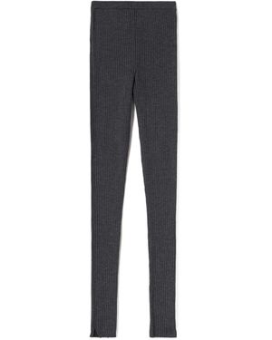 TOTEME Skinny-Cut Ribbed Leggings - Gray