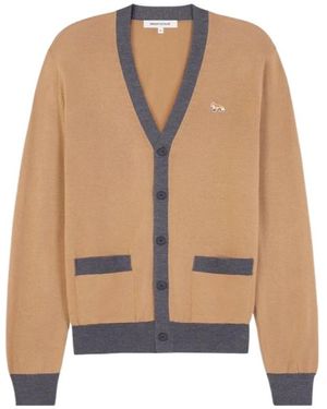 Maison Kitsuné Maison Kitsuné Baby Fox-Patch Button-Up Cardigan - Brown