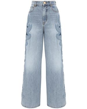 Zimmermann Alchemy Embroidered Wide-Leg Jeans - Blue