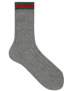 Gucci Children's Web Rib Stitch Cotton Socks - Gray