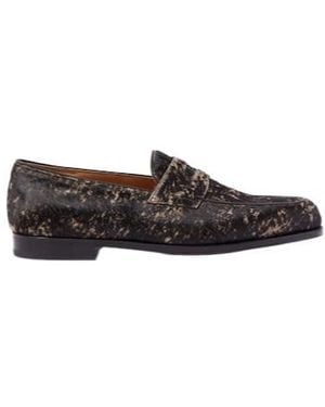 John Lobb Lopez Calf Hair Penny Loafers - Brown
