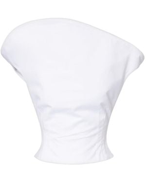 Magda Butrym Asymmetric Cotton Bustier Top - White