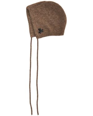 Simone Rocha Floral Crystal-Embellished Cashmere Bonnet - White