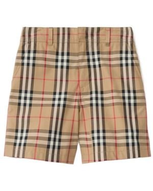 Burberry Check Cotton Oxford Shorts - Natural