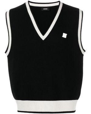we11done Logo-Patch Wool-Blend Vest - Black