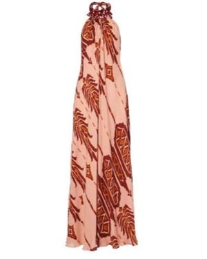 Johanna Ortiz Printed Halterneck Silk Gown - Red