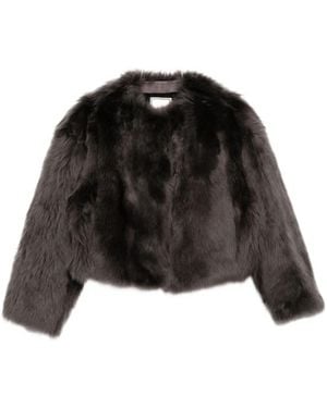 Tagliatore Long-Sleeve Shearling Jacket - Black