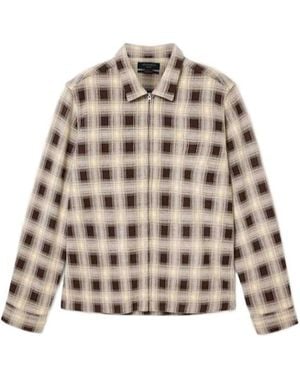 AllSaints Krater Checked Long Sleeve Shirt - Natural
