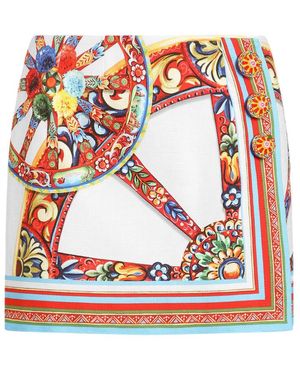 Dolce & Gabbana Carretto-Print Fabric Mini Skirt - Red