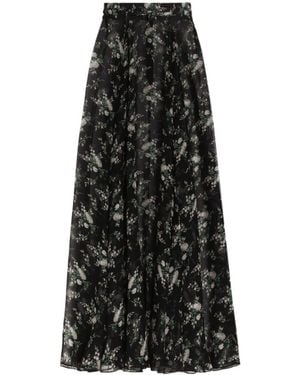 Dolce & Gabbana Rose And Small Flower Printed Chiffon Midi Skirt - Black