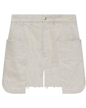 Rick Owens Stefan Frayed Edge Cargo Shorts - White