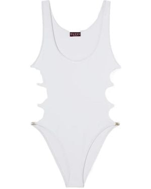 Gucci Sparkling Stretch Jersey Swimsuit - White