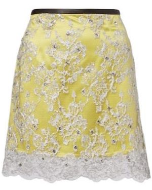 JACQUES WEI Embellished Lace Miniskirt - Yellow