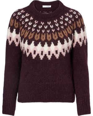 Veronica Beard Anne Fair Isle Wool-Blend Sweater - Purple