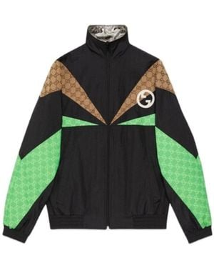 Gucci Gg Monogram Highneck Track Jacket - Green