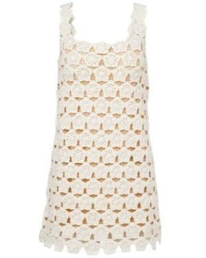 STAUD Hoya Floral Crochet Cotton Minidress - Natural