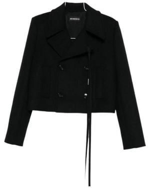 Ann Demeulemeester Double Breasted Strap Detailed Jacket - Black
