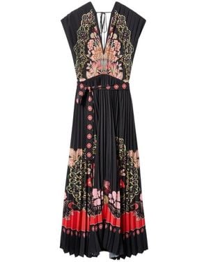 La DoubleJ Accordion Floral-Print Maxi Dress - Red