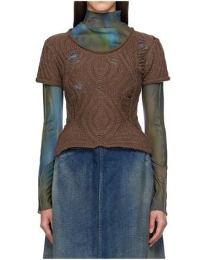 ANDERSSON BELL Cap Sleeve Sweater Layered Tee - Blue