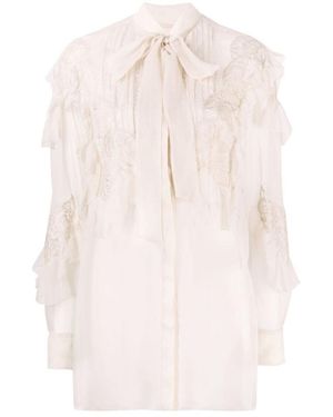 Valentino Semi-Sheer Lace Blouse - White