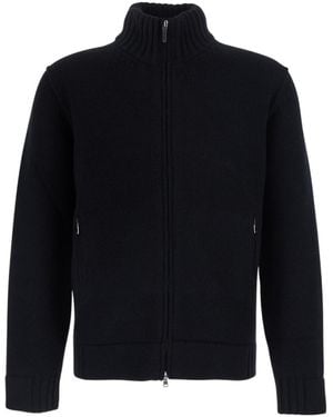Kangra Cashmere Long-Sleeve Zip-Up Cardigan - Blue