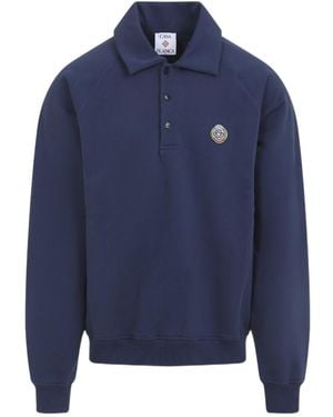 CASABLANCA Logo Patch Polo Shirt - Blue