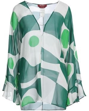 Max Mara Multi-Color Chiffon Long Sleeve Top - Green