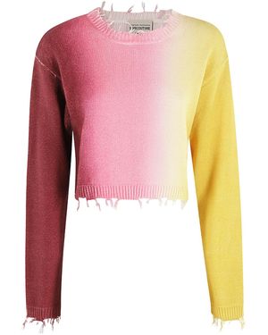Semicouture Knit Jumper With Worn Neck - Pink