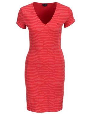 Armani Jeans V-Neck Zipper Dress - Red