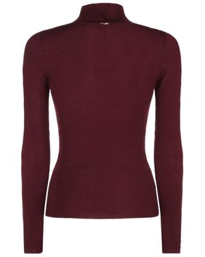 Twinset Ribbed-Knit Roll-Neck Jumper - Purple