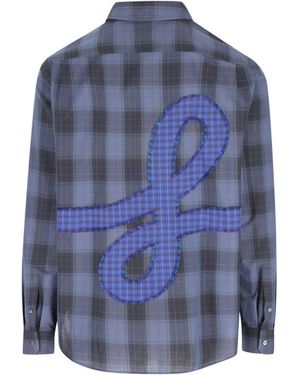 Loewe Checked Long-Sleeved Shirt in Gray for Men | Lyst