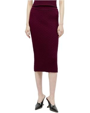 Dries Van Noten Woven Knit Tiffany Midi Skirt - Red