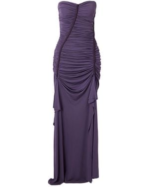 Christopher Esber Shibari Ruche Strapless Jersey Maxi Dress - Purple