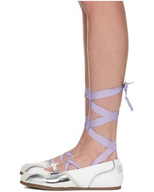 Moschino Suede Mirror Effect Ballet Flats - Natural