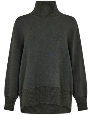 Varley Long-Sleeved Stand-Up Collar Knit Sweater - Gray