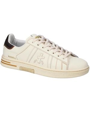 Premiata Lace-Up Low-Top Casual Shoes - Natural