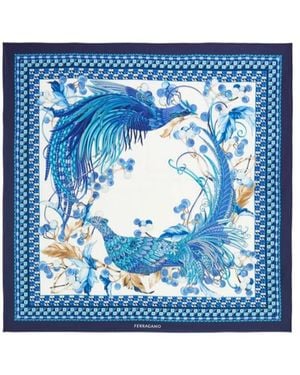 Ferragamo Animal-Print Scarf - Blue