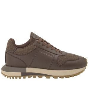 Emporio Armani Panelled Trainers - Brown