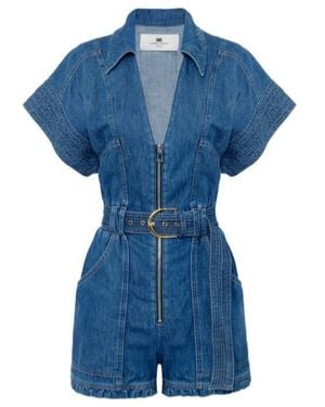 Elisabetta Franchi Denim Romper Suit - Blue