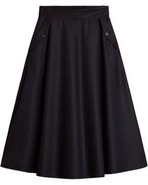 Golden Goose Pleated Striped Midi Skirt - Black