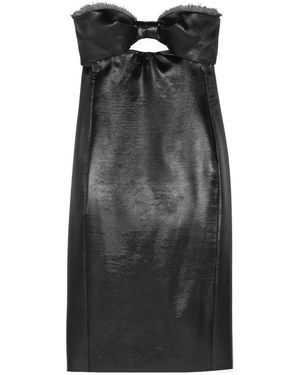 Saint Laurent Strapless Cut-Out Satin Dress - Black