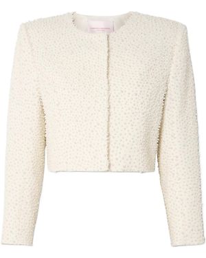 Carolina Herrera Wool Blend Crepe Coat - Natural