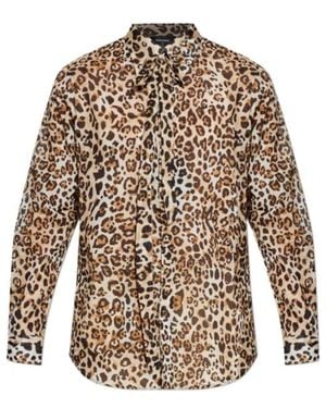 DSquared² Tie Leopard-Print Buttoned Shirt - White