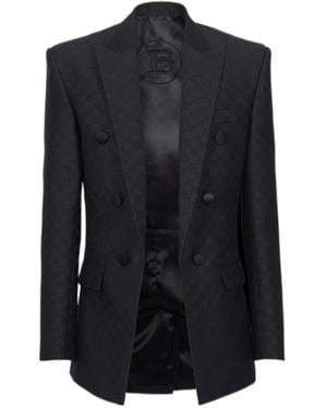 Balmain Mini Monogram Satin Jacket - Blue