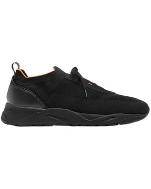 Santoni Sock-Like Mesh Low-Top Trainers - Black